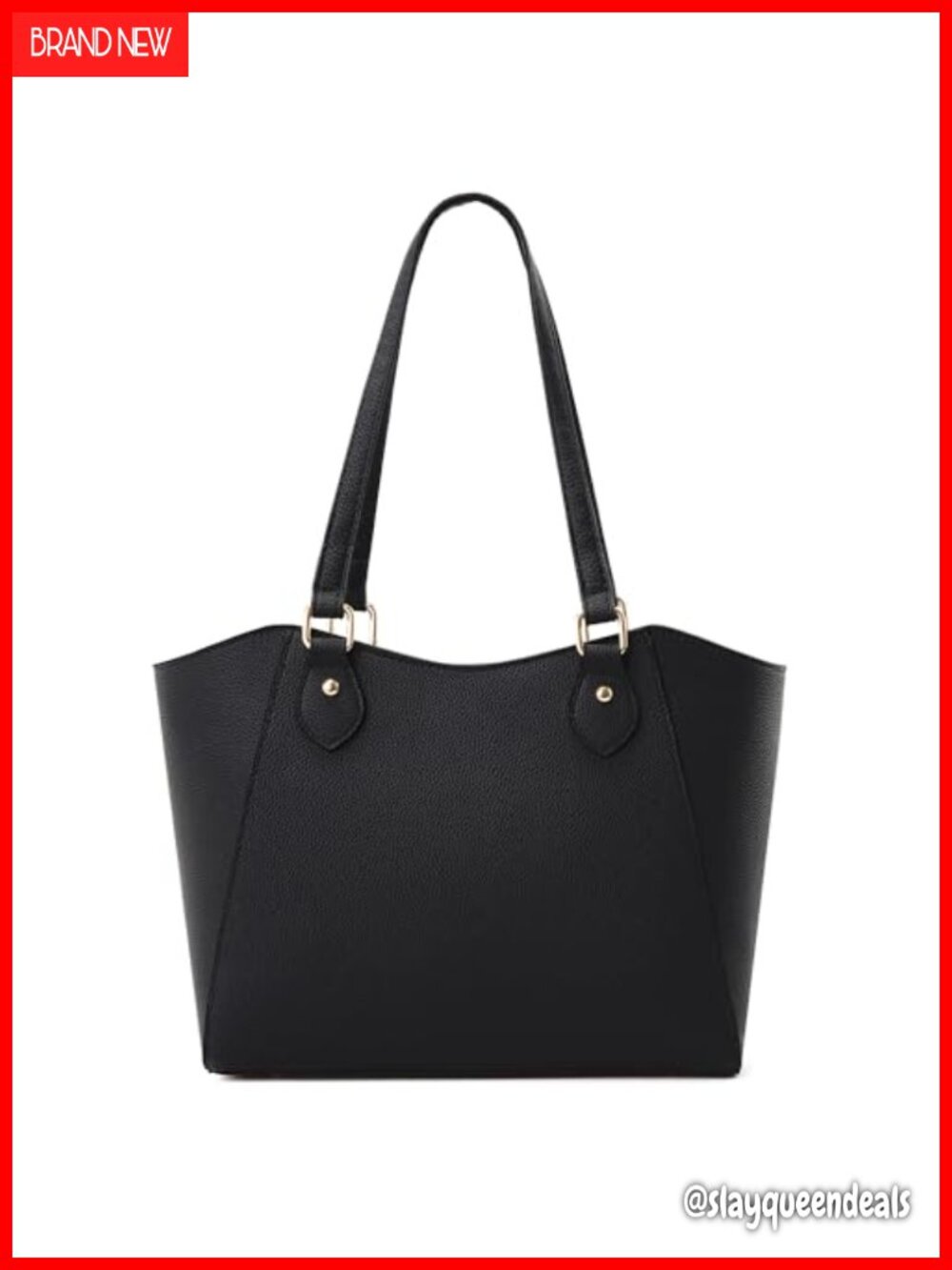 Women's PU Leather Shoulder Tote Bag with Gold Hardware, Fits 13" Laptop,